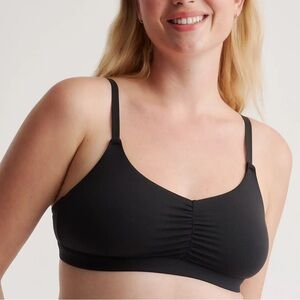 NIB Quince Black Micromodal Ruched Bralette (2-pack) Sz L